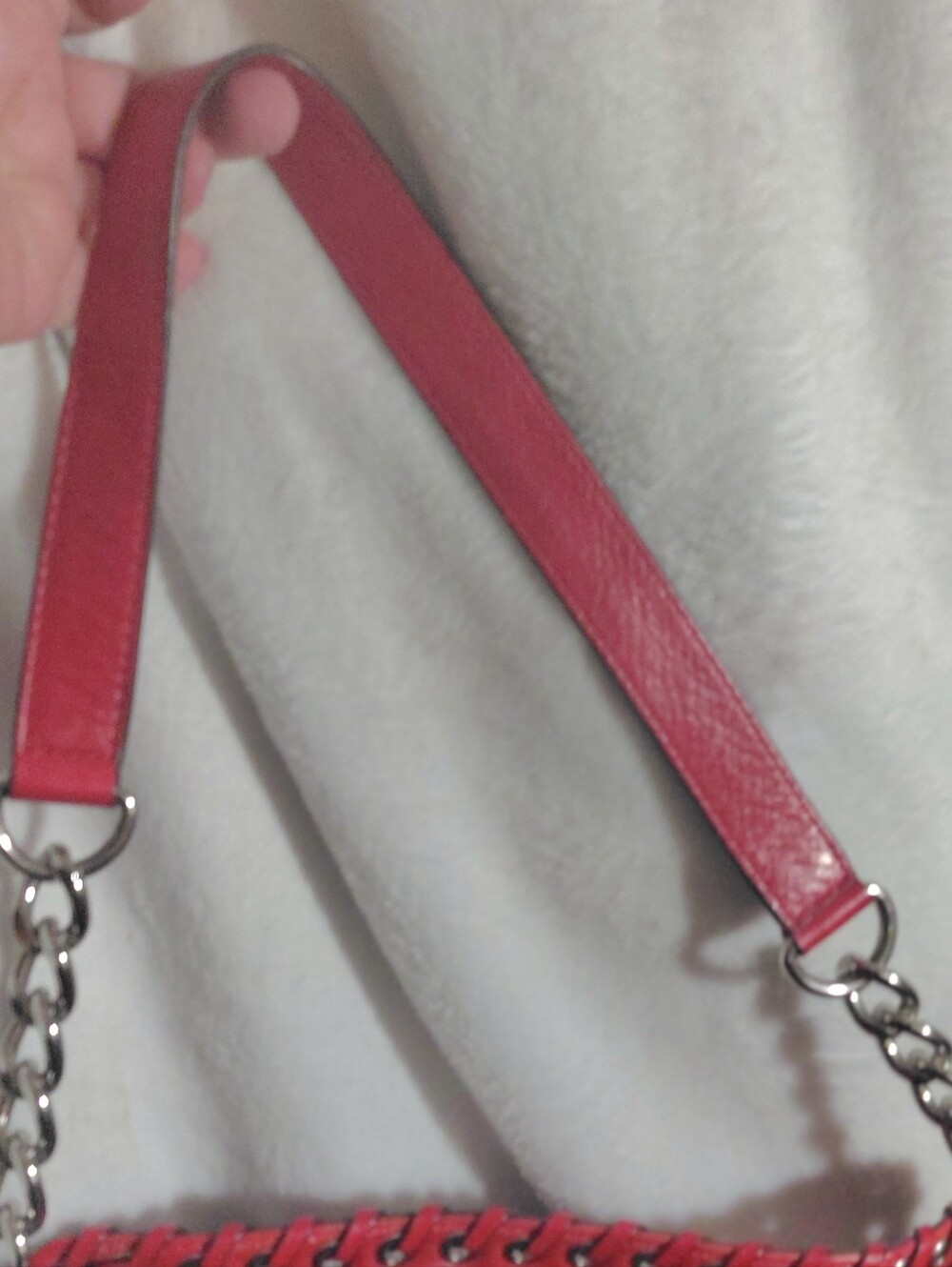 Michael Kors Hamilton Hippie Grommet Red Quilted Leather Satchel Chain Strap - Picture 6 of 8